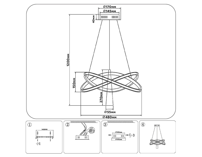 FL5367/2+1 WH белый 47W 3000K-6400K D480*1200 (ПДУ ИК)